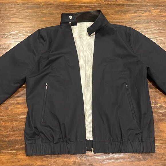 Sandro Paris Black Harrington Jacket – Leather Collar – Size Mens M/L - Picture 3 of 12